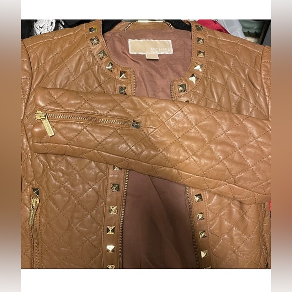 Michael Kors Quilted Leather Jacket with Stud Detail - Picture 11 of 17